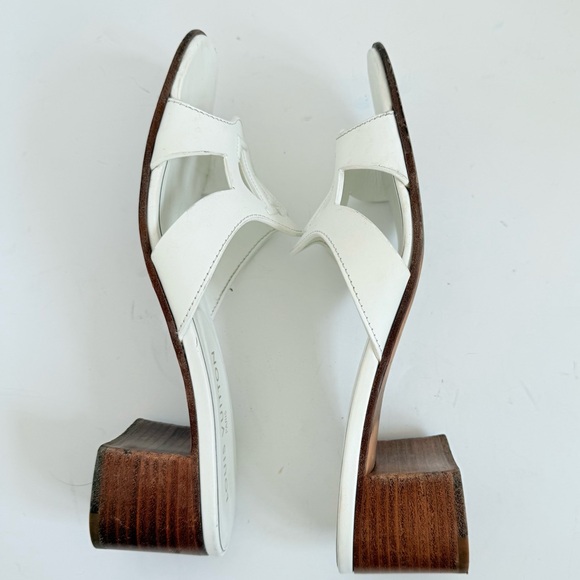 Louis Vuitton Isola LV Logo Mule Sandals White Leather Block Heel Slides EU 38.5 - Picture 5 of 11